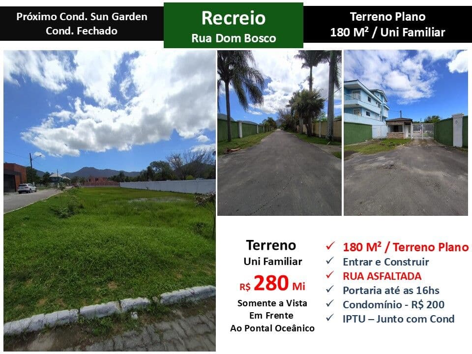 Terreno Recreio Dom Bosco 180M²