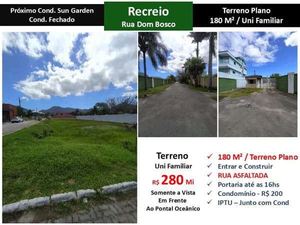 Terreno Recreio Dom Bosco 180M²