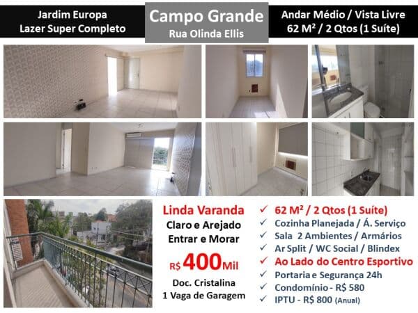 Apto Campo Grande Jardim Europa 62M² 3