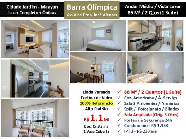 Apto Barra Olímpica Cidade Jardim Maayan 86M²