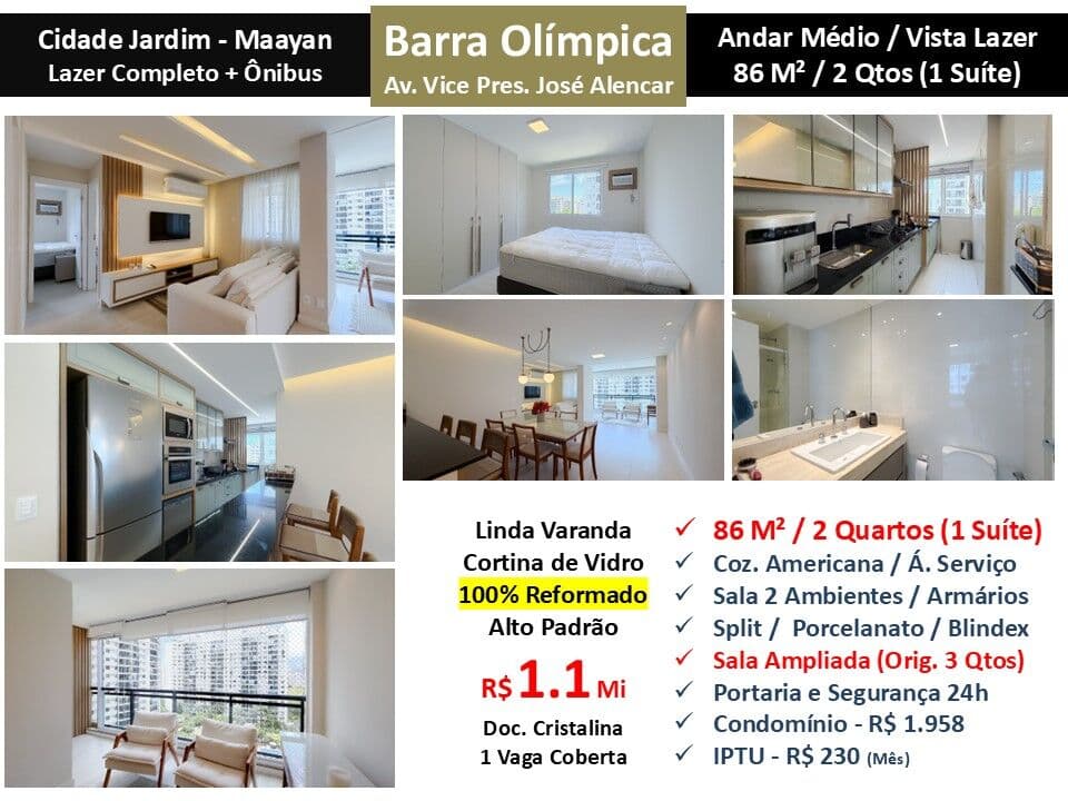 Apto Barra Olímpica Cidade Jardim Maayan 86M²