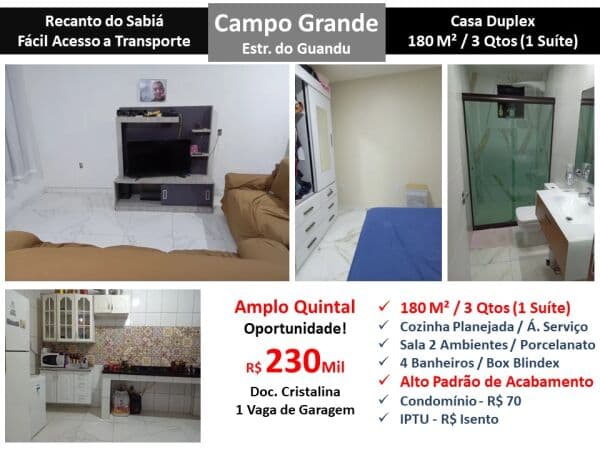 Casa Campo Grande Guandu Recanto do Sabiá 180M²