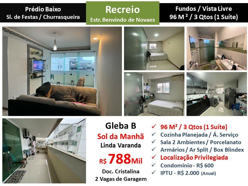 Apto Recreio Gleba B Benvindo de Novaes 96M²