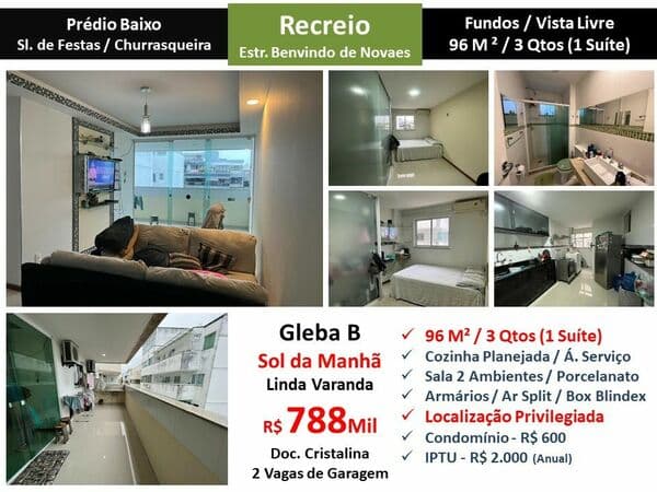 Apto Recreio Gleba B Benvindo de Novaes 96M²