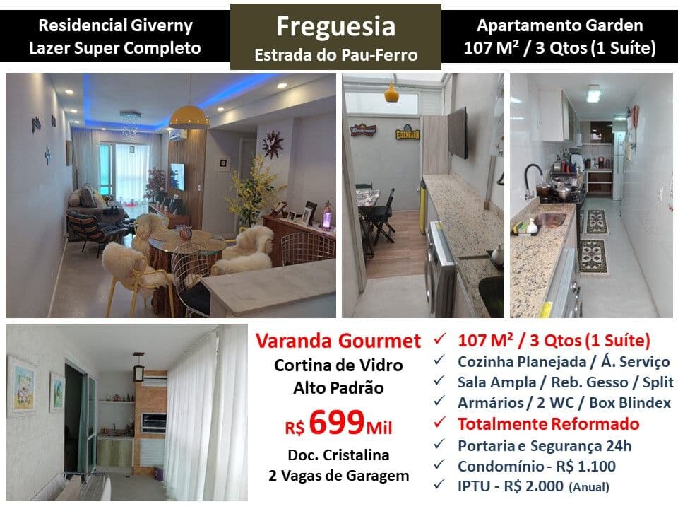 Apto JPA Freguesia Pau Ferro Giverny 107M² 2