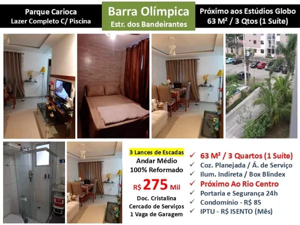 Apto Barra Olímpica Parque Carioca 63M²