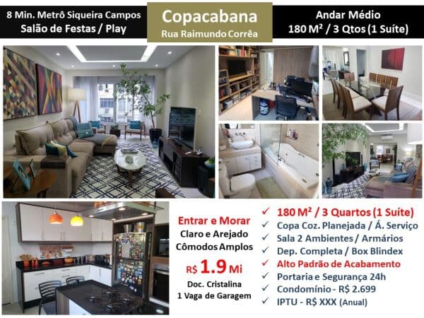 Apto Copacabana Raimundo Correa 180M²
