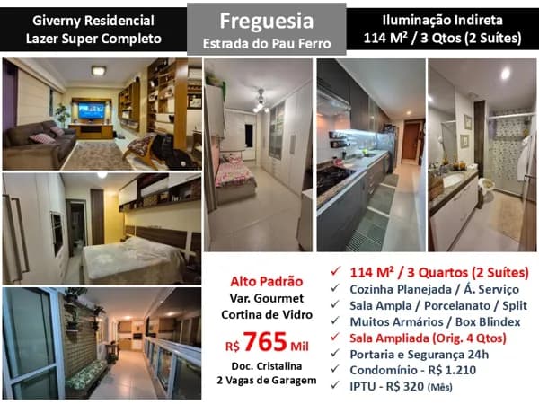 Apto JPA Freguesia Pau Ferro Giverny 114M²