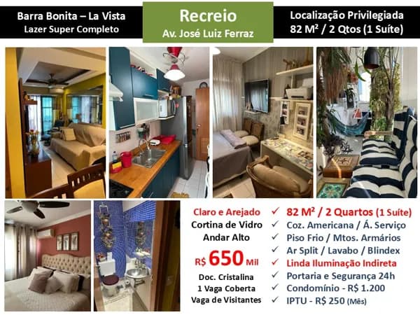Apto Recreio Barra Bonita La Vista 82M²