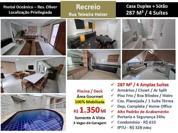 Casa Recreio Res. Oliver 287M²