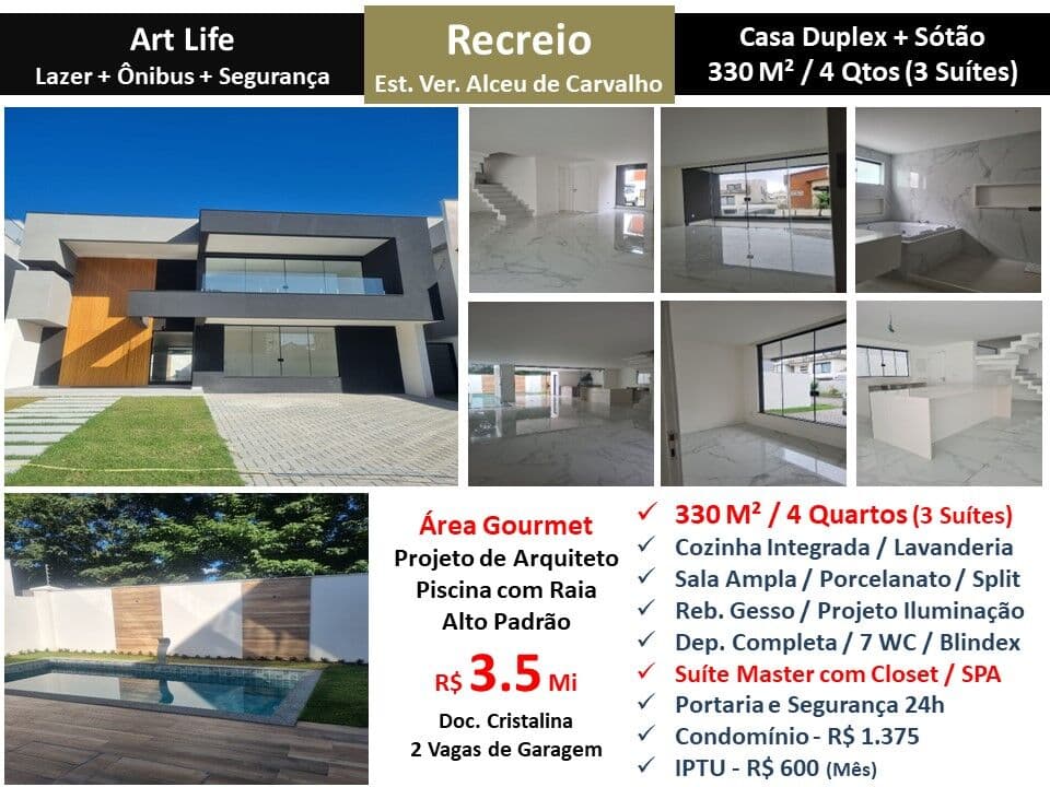 Casa Recreio Art Life 330M²
