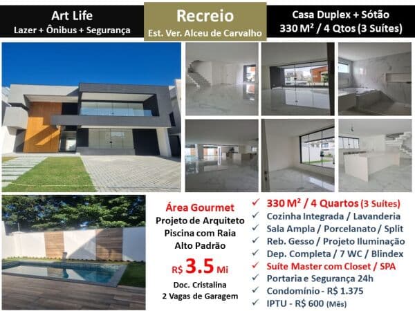 Casa Recreio Art Life 330M²