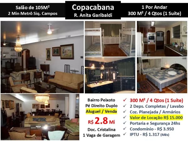 Apto Copacabana Anita Garibaldi 300M²
