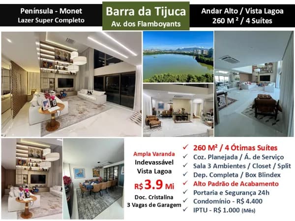 Apto Barra da Tijuca Península Monet 170M²