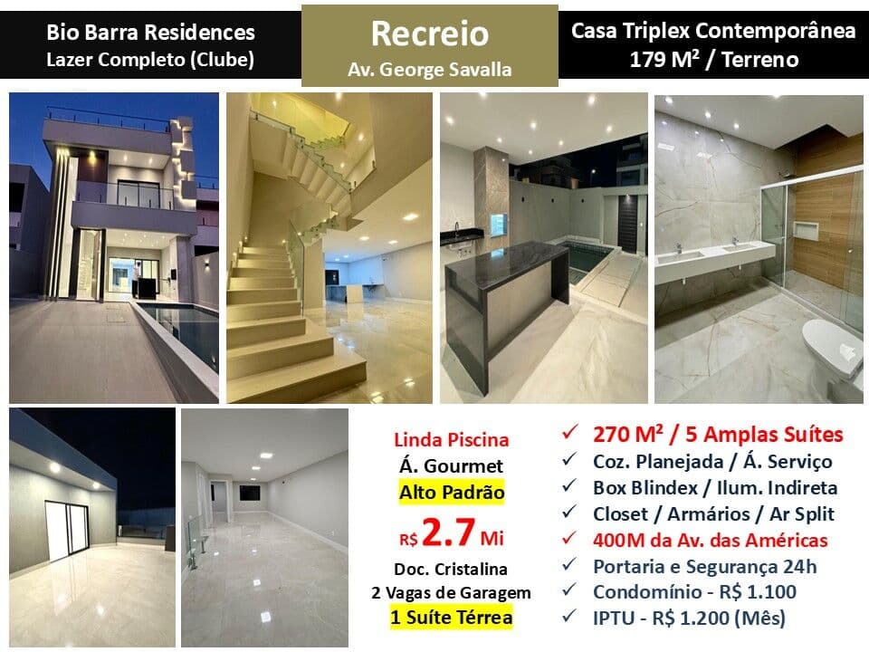 Casa Recreio Bio Barra Residences 270M²