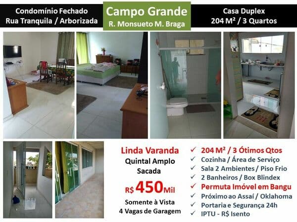 Casa Campo Grande Monsueto M. Braga 204M²