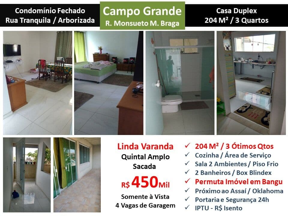 Casa Campo Grande Monsueto M. Braga 204M²