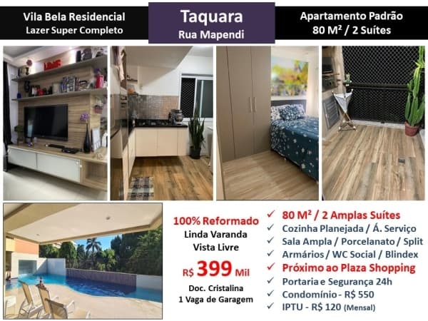 Apto JPA Taquara Mapendi Vila Bela 80M² 3