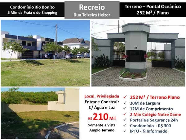 Terreno Recreio Pontal Oceânico Rio Bonito 252M²