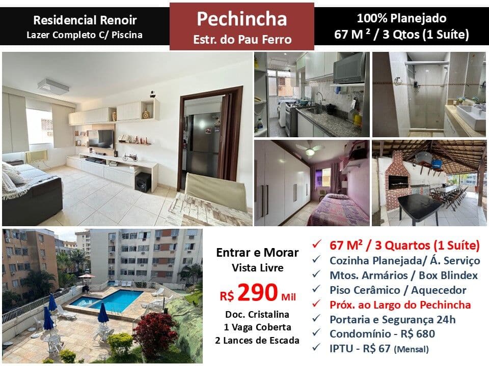 Apto JPA Pechincha Renoir 67M²