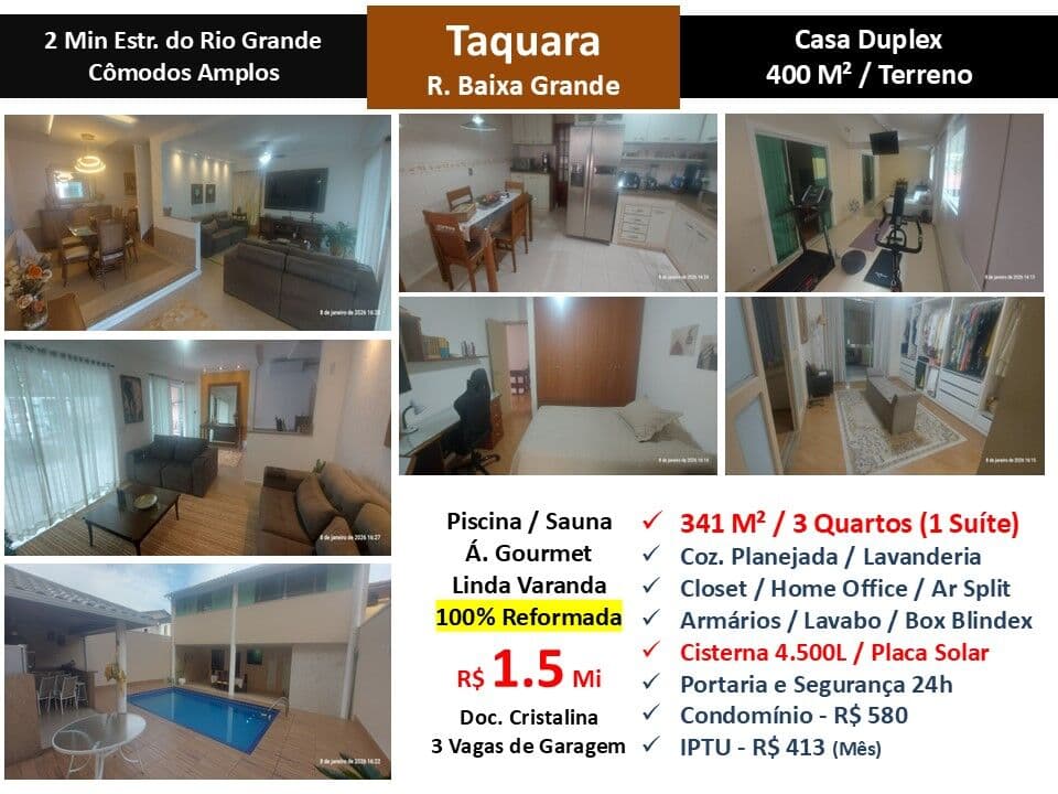 Casa JPA Taquara Baixa Grande 341M²
