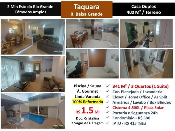 Casa JPA Taquara Baixa Grande 341M²