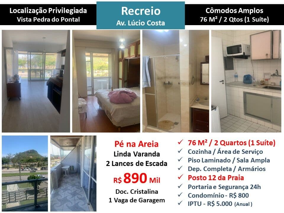 Apto Recreio Praia Lucio Costa 76M²