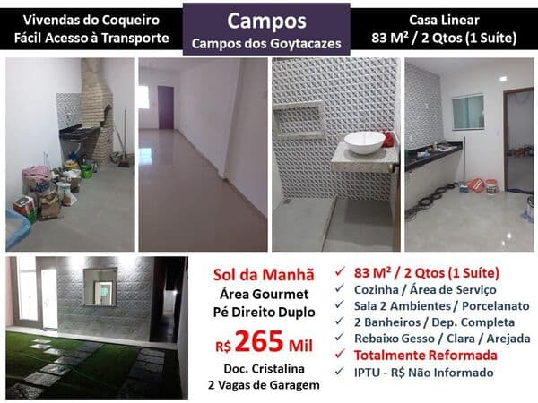Casa Campos Vivendas do Coqueiro 83M² Linear