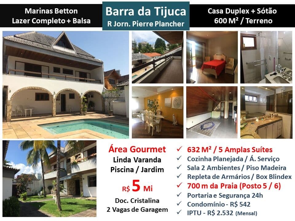 Casa Barra da Tijuca Praia Marinas Betton 632M²
