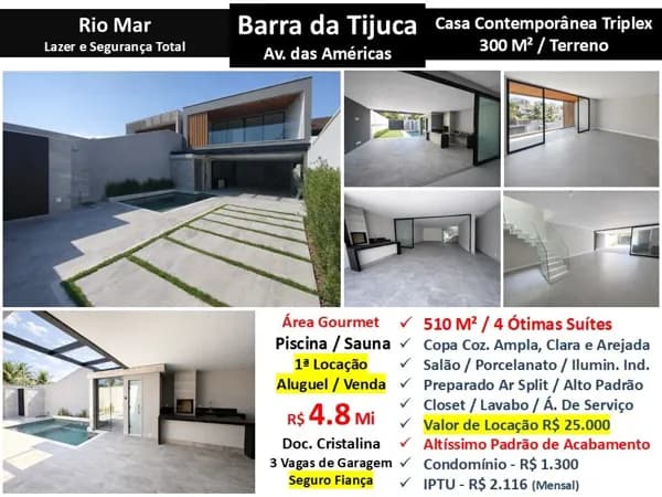 Casa Barra da Tijuca Rio Mar 510M²