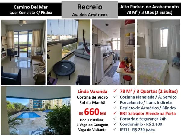 Apto Recreio Camino Del Mar 78M²