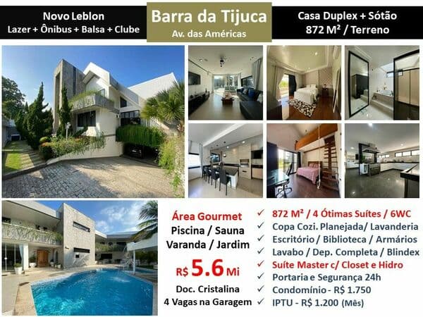 Casa Barra da Tijuca Novo Leblon 872M²