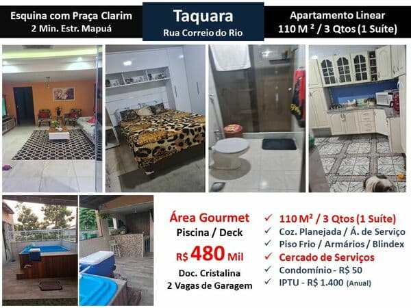 Apto JPA Taquara Correio do Rio 110M²