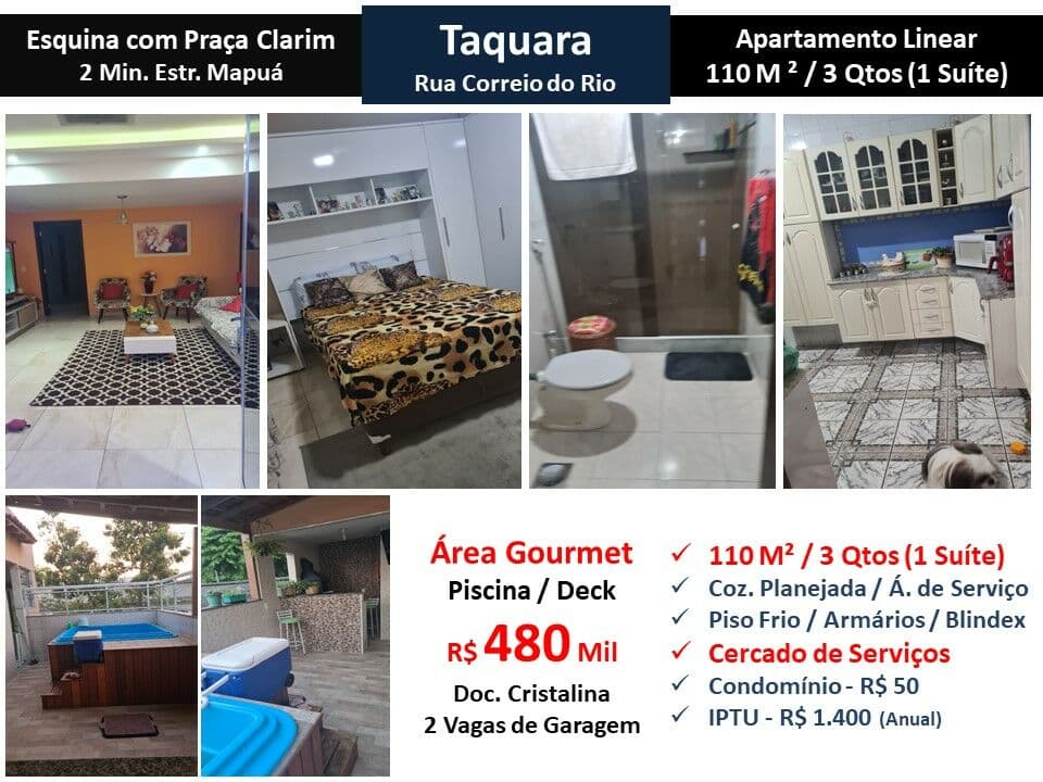 Apto JPA Taquara Correio do Rio 110M²