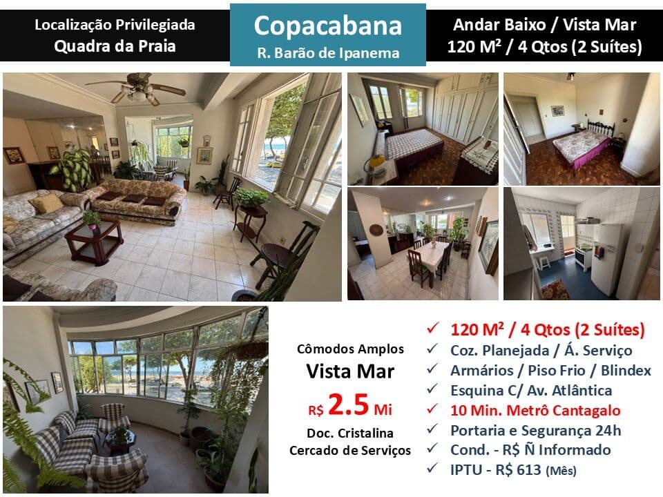 Apto Copacabana Barão de Ipanema 120M²