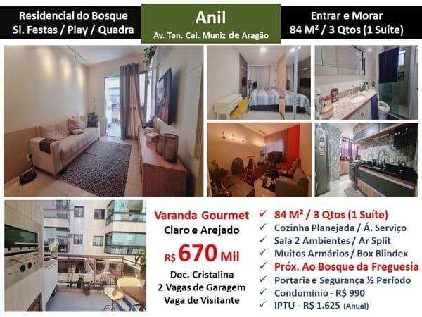 Apto JPA Anil Residencial do Bosque 84M²
