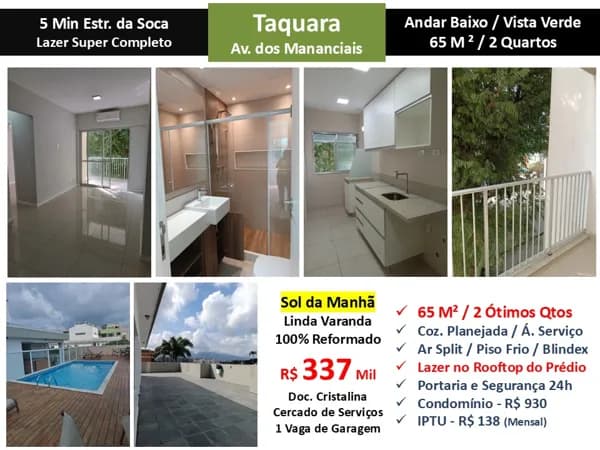 Apto JPA Taquara Mananciais 65M²