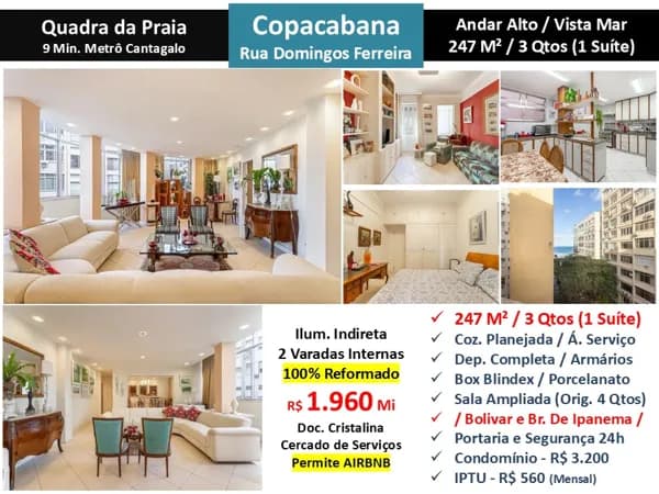 Apto Copacabana Domingos Ferreira 247M²