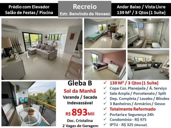 Apto Recreio Gleba B Benvindo de Novaes 139M²