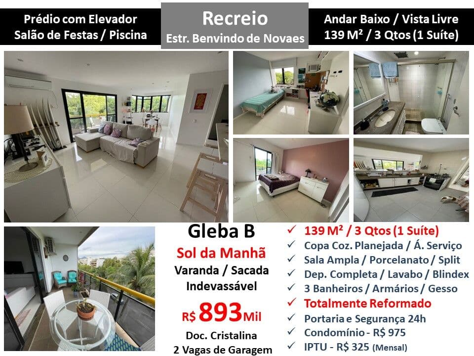 Apto Recreio Gleba B Benvindo de Novaes 139M²