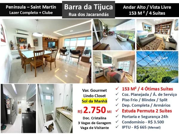 Apto Barra da Tijuca Península Saint Martin 153M²