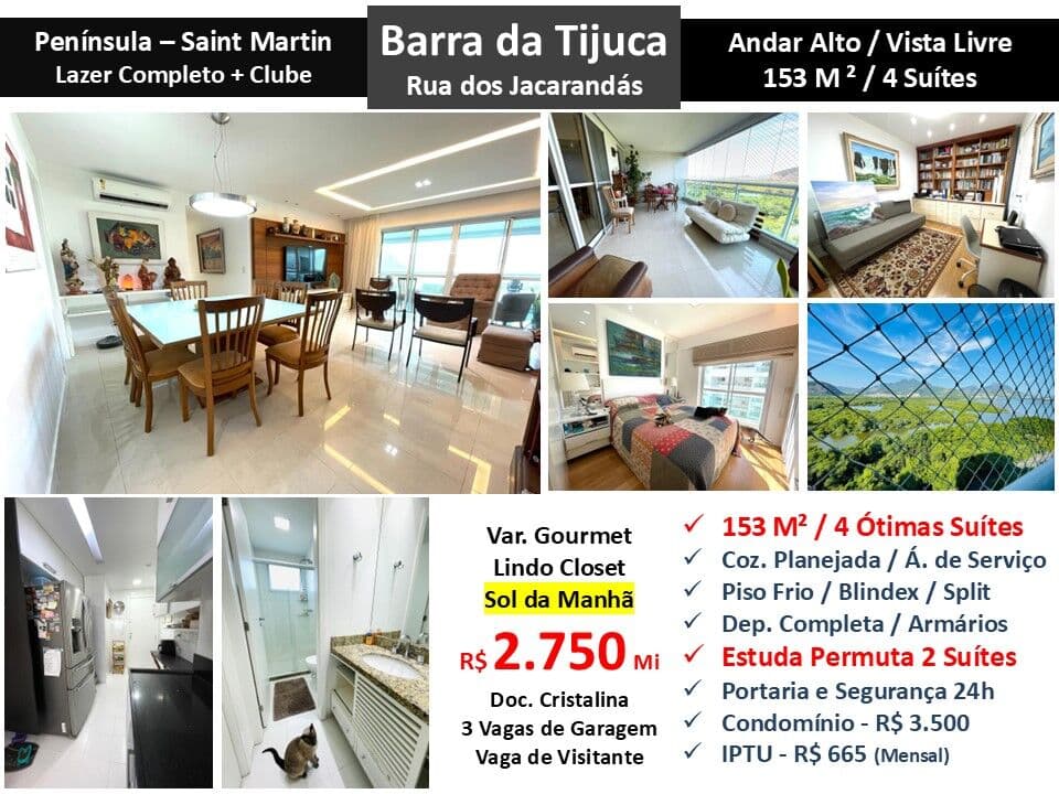 Apto Barra da Tijuca Península Saint Martin 153M²