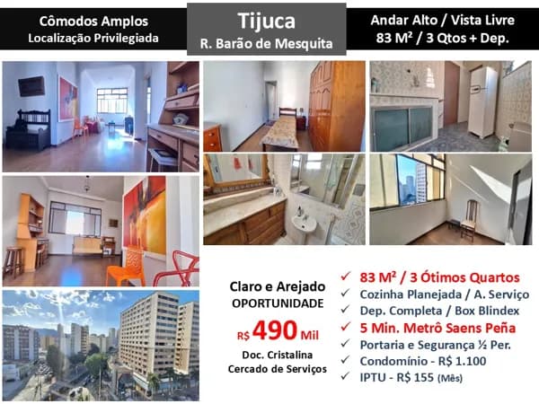 Apto Tijuca Barão de Mesquita 83M²