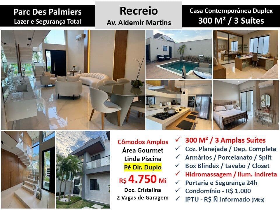 Casa Recreio Parc des Palmiers 300M²
