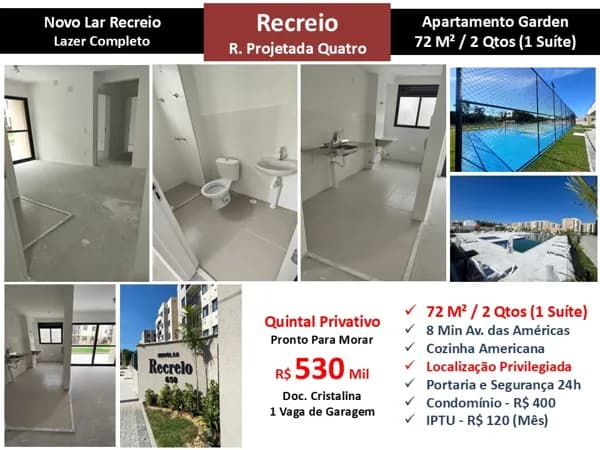 Apto Recreio Novo Lar Recreio 72M² Garden