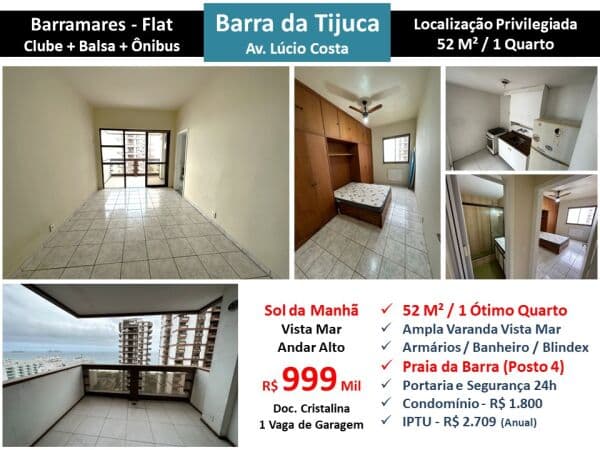 Apto Barra da Tijuca Praia Barramares 52M²