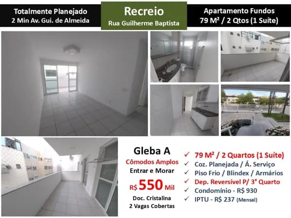 Apto Recreio Gleba A Guilherme Baptista 79M²
