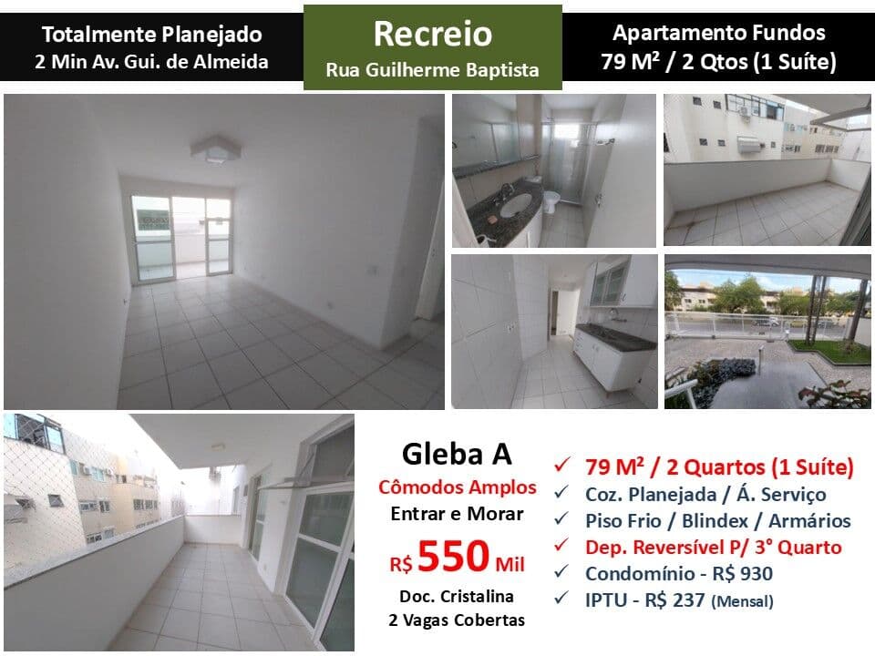 Apto Recreio Gleba A Guilherme Baptista 79M²
