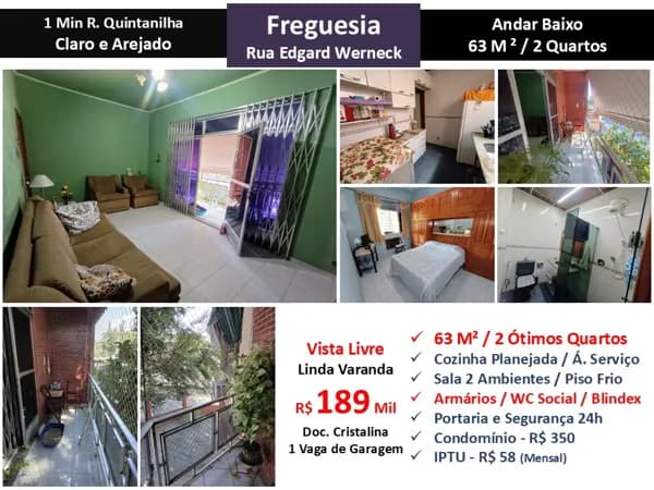 Apto JPA Freguesia Edgard Werneck 63M²