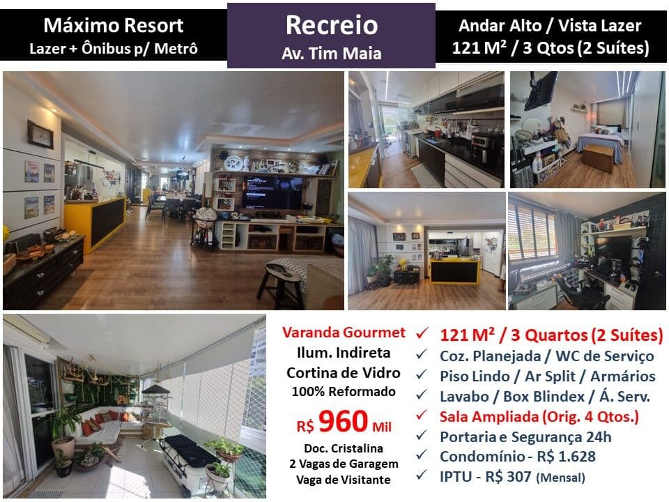 Apto Recreio Zico Máximo 121M²